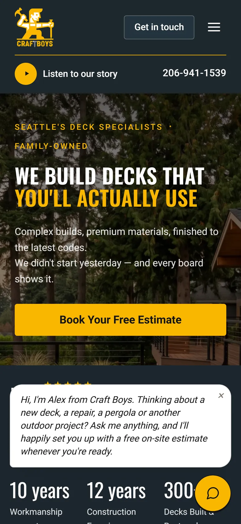 The Craft Boys home page on a phone