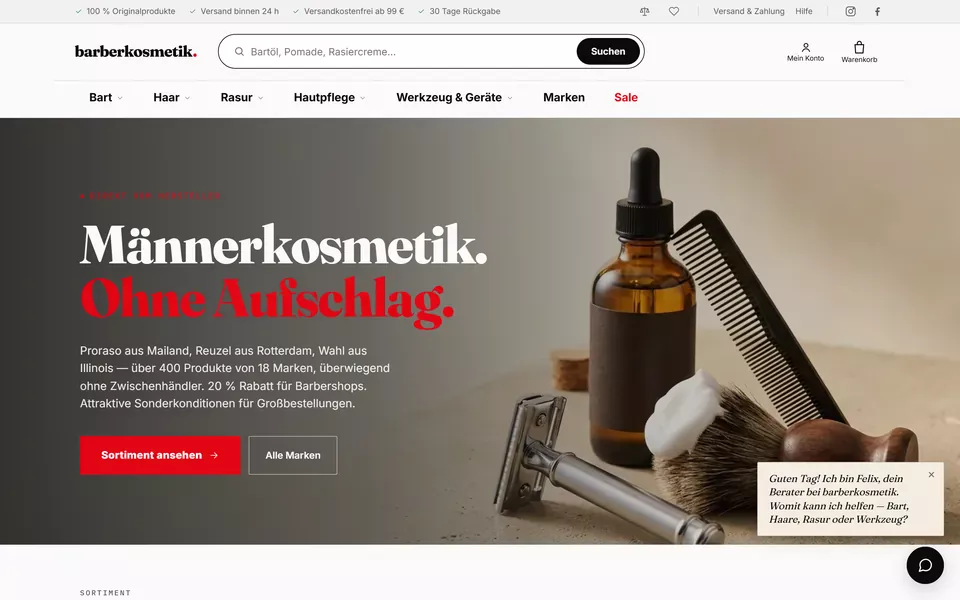 Barberkosmetik webstránka