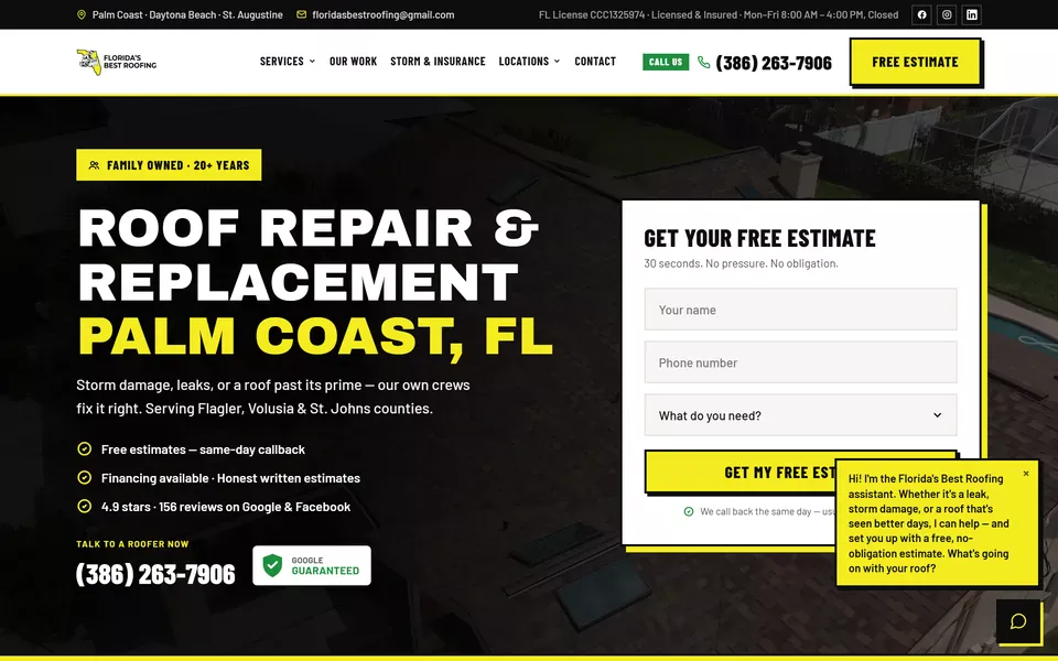 Florida's Best Roofing webstránka